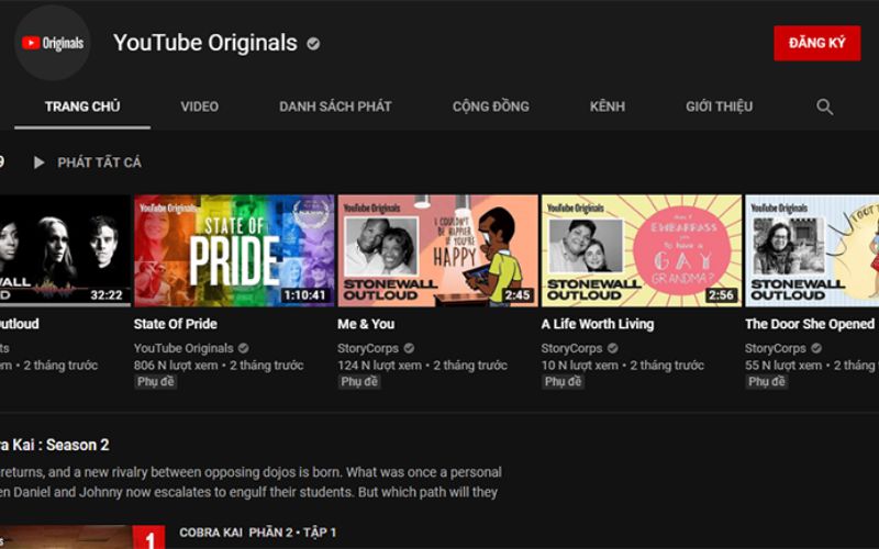 nội dung độc quyền từ YouTube Originals